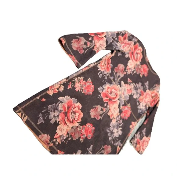 Solitaire Cardigan Jacket Womens Medium Pink Floral Mid Length Boho Lagenlook‎ - Picture 4 of 9